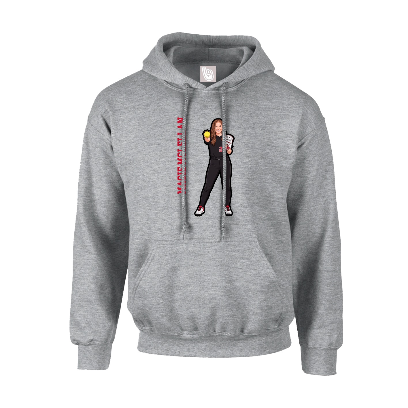 Hoodie — Name Vertical in Grey