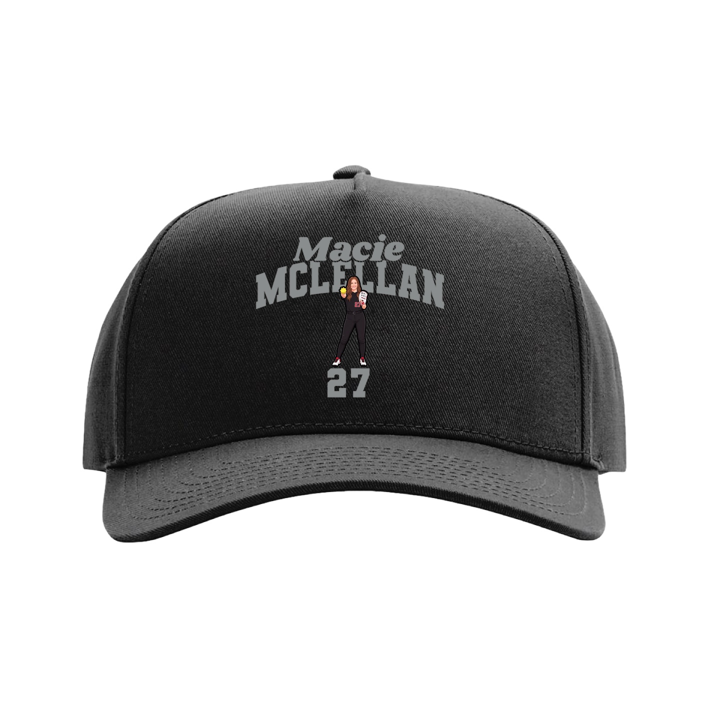 Full Fabric Five-Panel Champ Cap — Signature Arch in Black