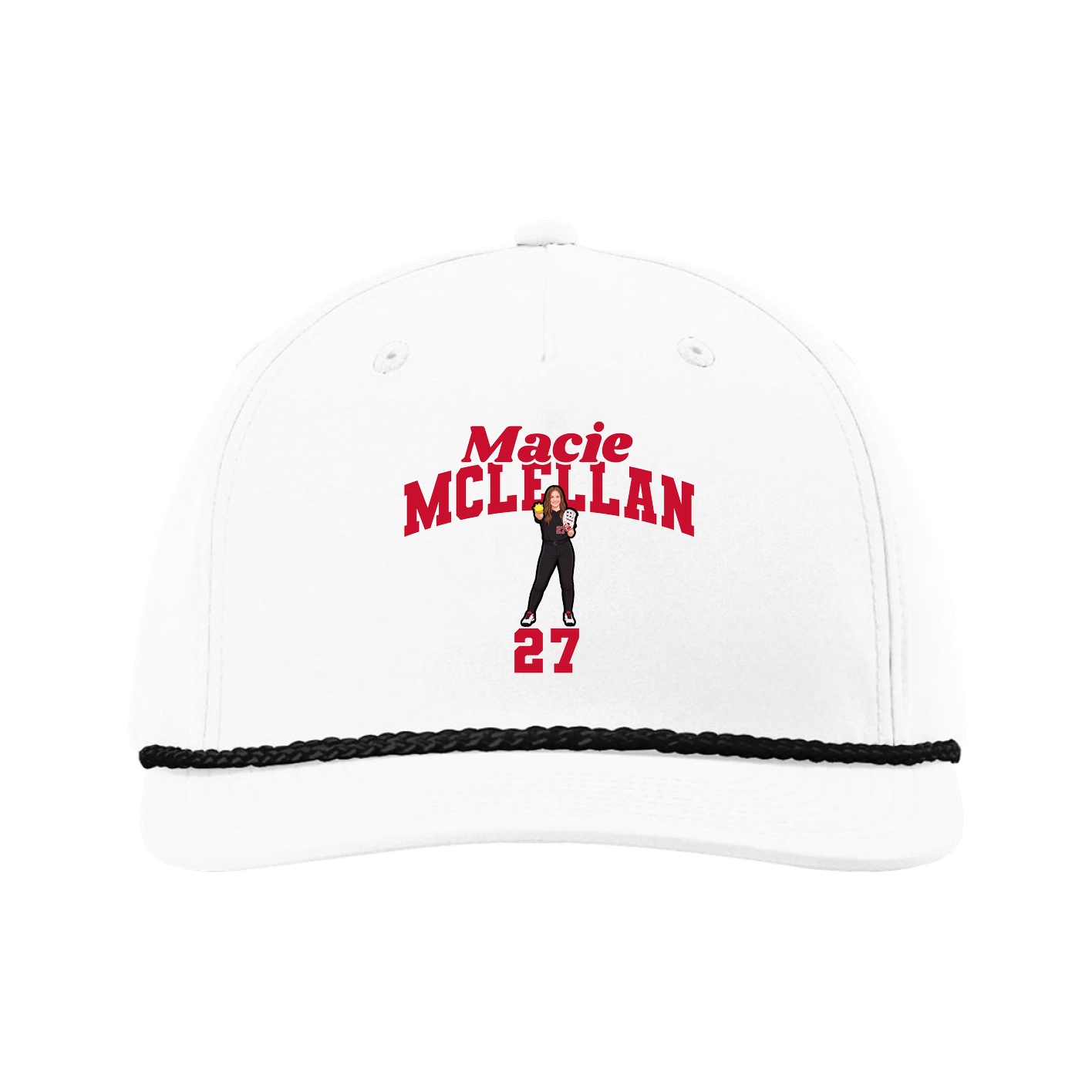 Five-Panel Classic Rope Cap — Signature Arch in White