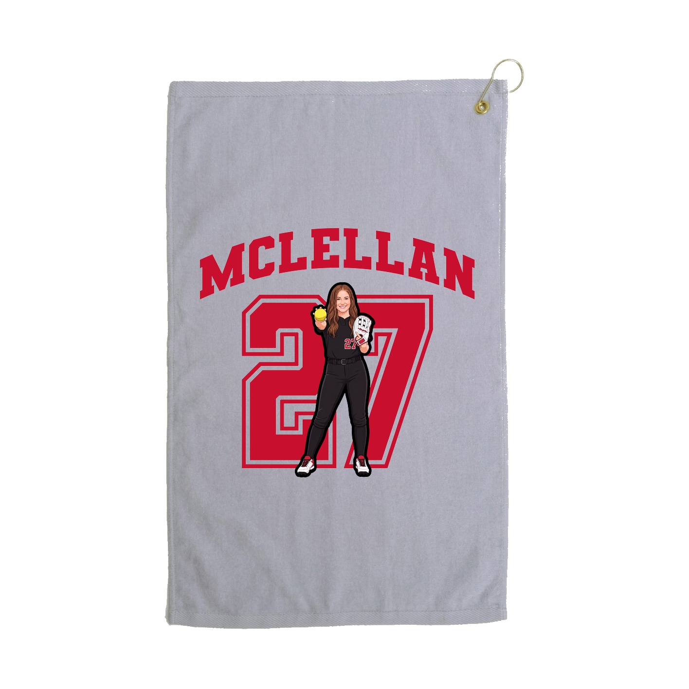 Golf Towel — Number in Grey