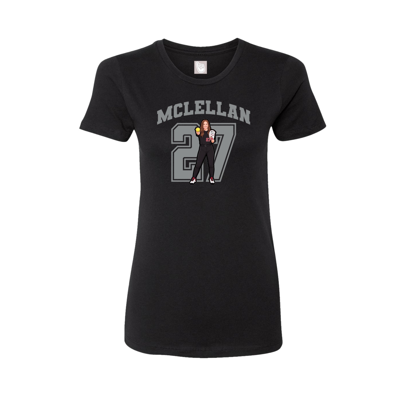 Fitted Women's Tee — Number in Black