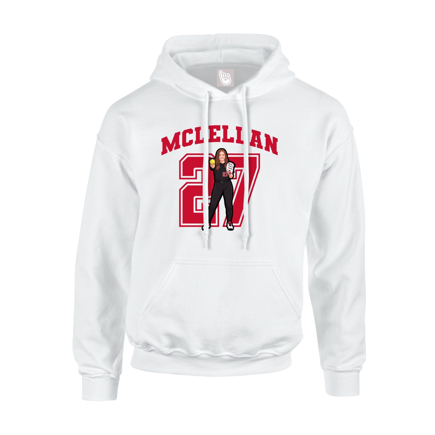 Youth Hoodie — Number in White