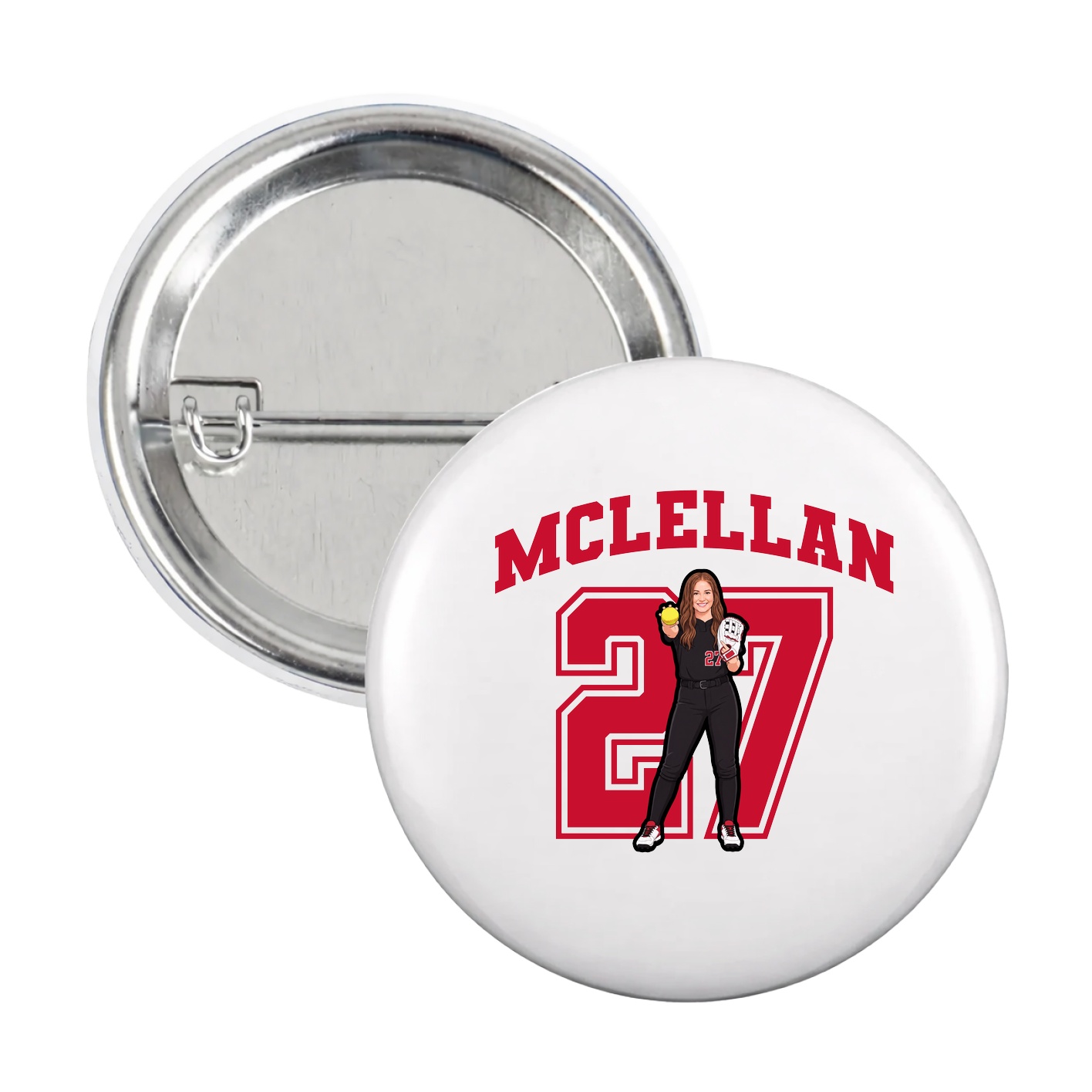 Game Day Button — Number in White