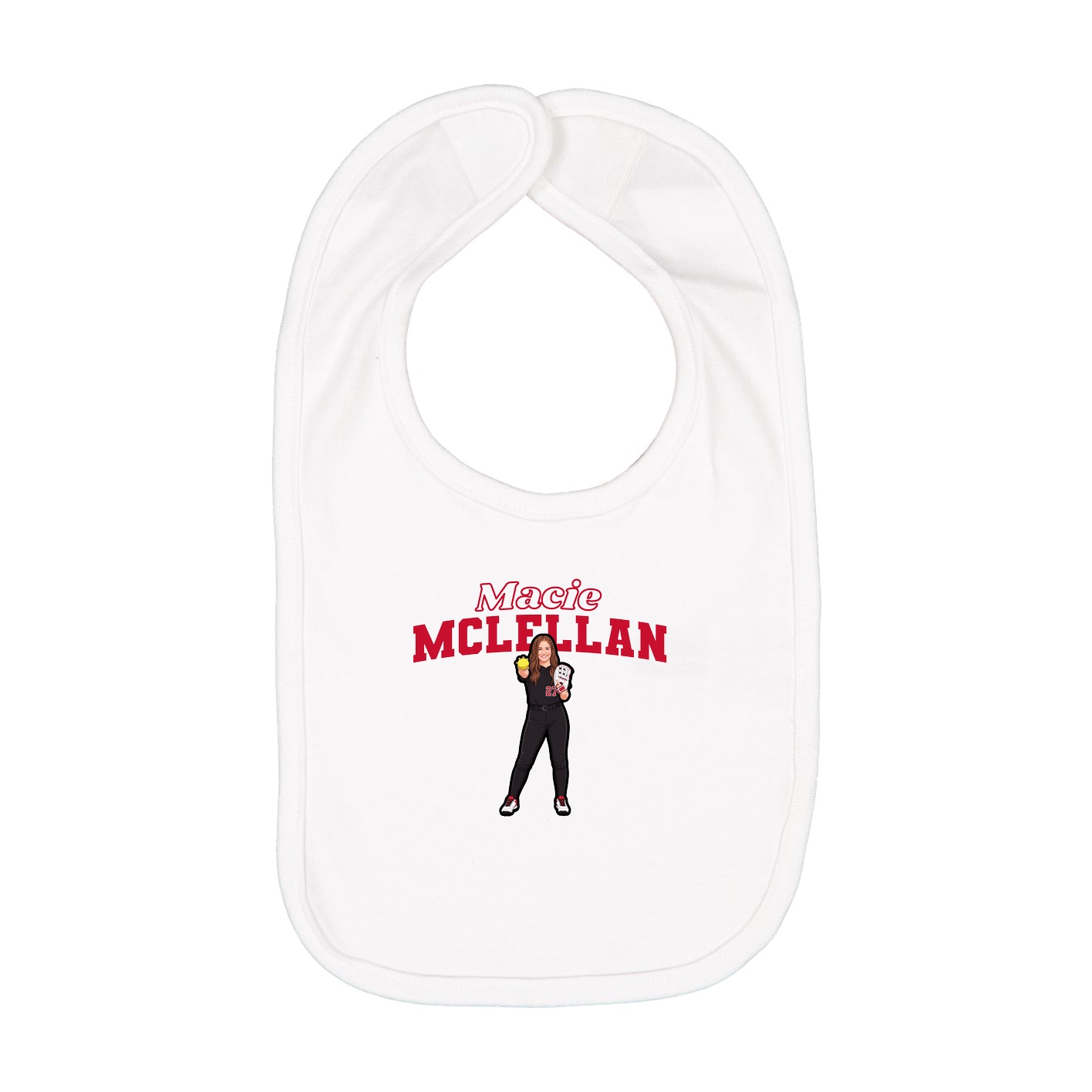Infant Bib — Name Arch in White