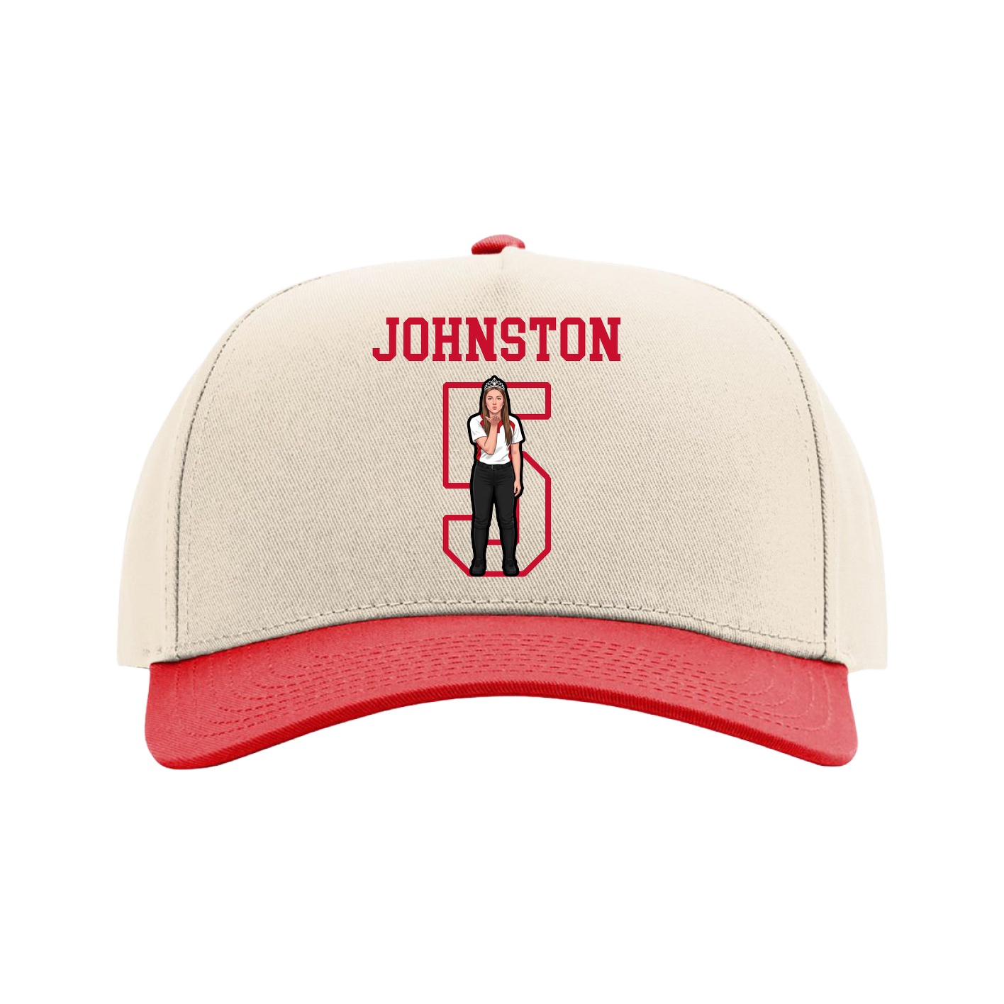 Full Fabric Five-Panel Champ Cap — Shirsey in Cream/Red