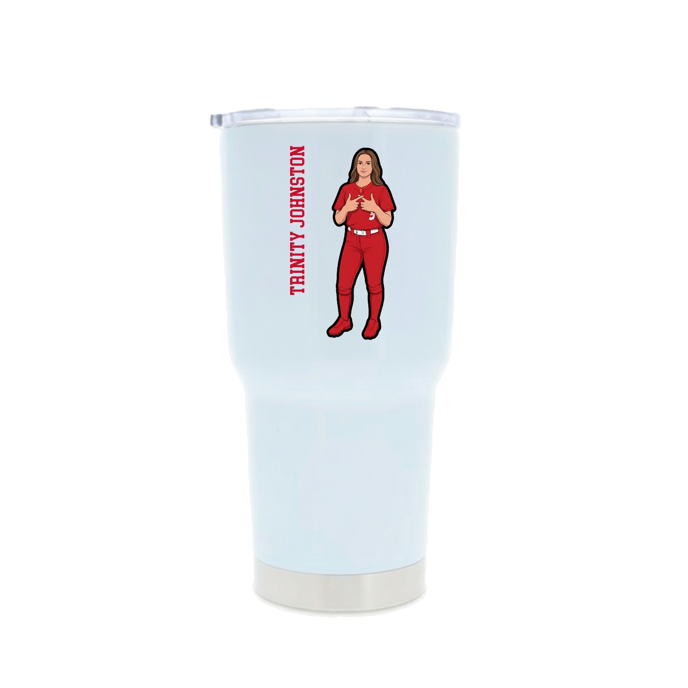 30oz Stainless Steel Tumbler — Name Vertical in White