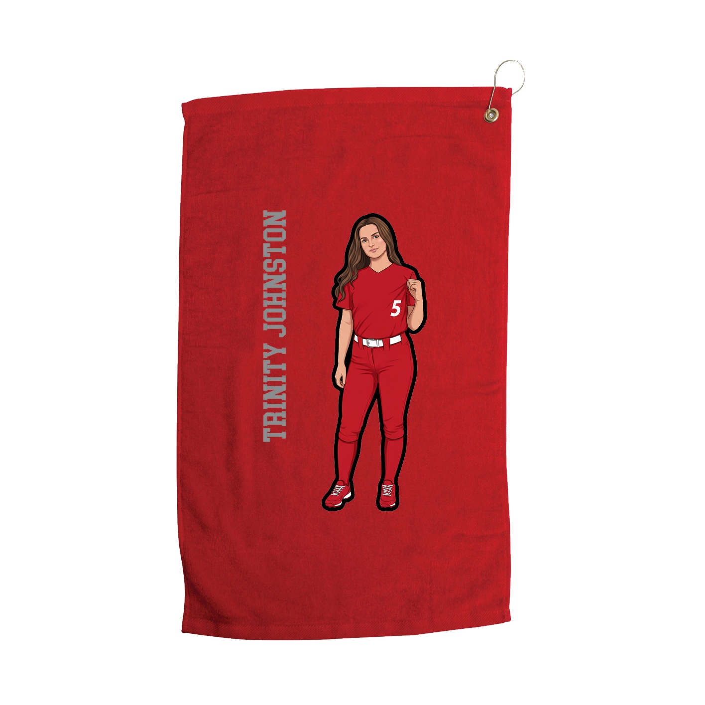 Golf Towel — Name Vertical in Red