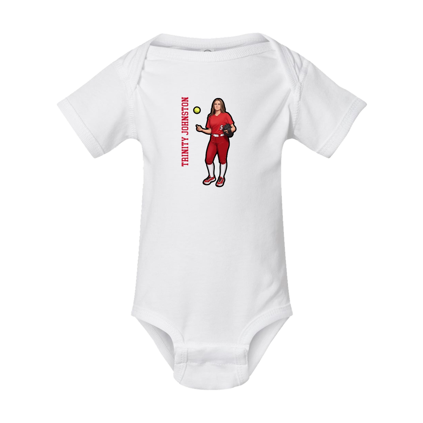 Baby Onesie — Name Vertical in White