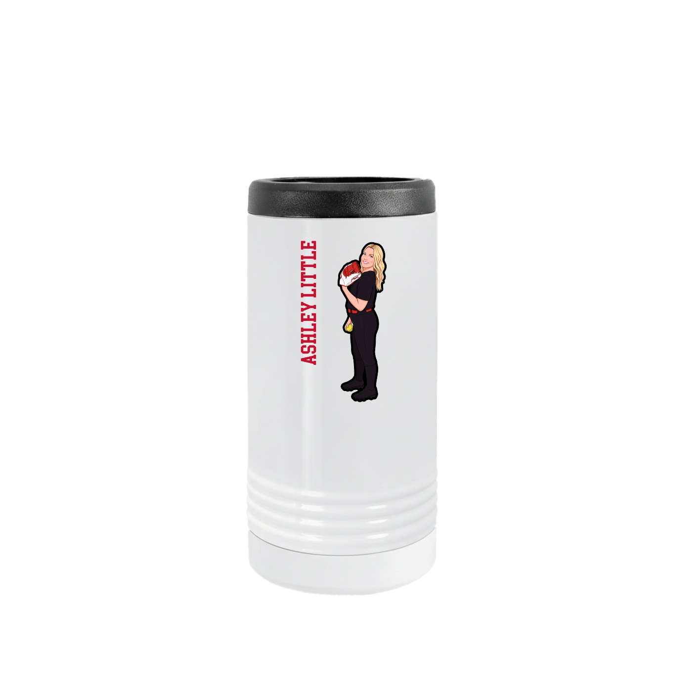 Slim Beverage Holder — Name Vertical in White