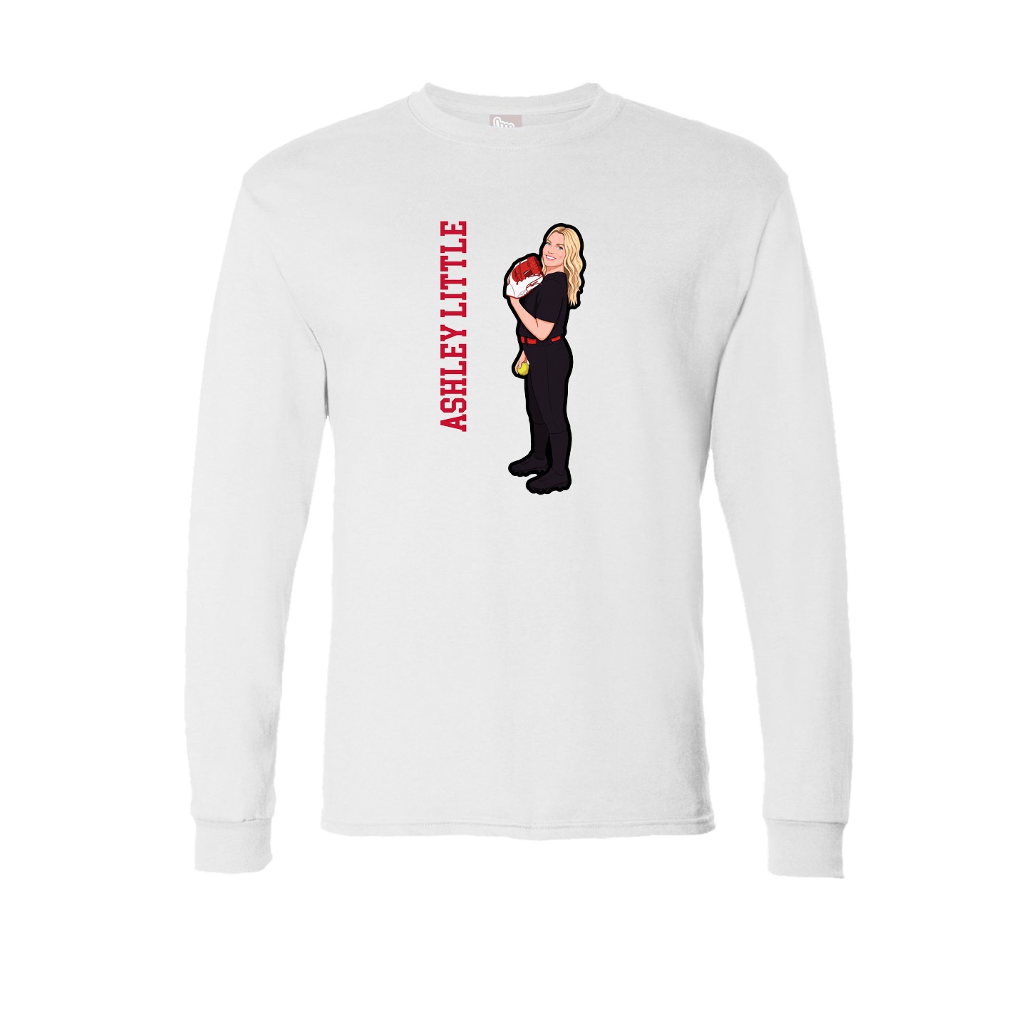 Long Sleeve Tee — Name Vertical in White