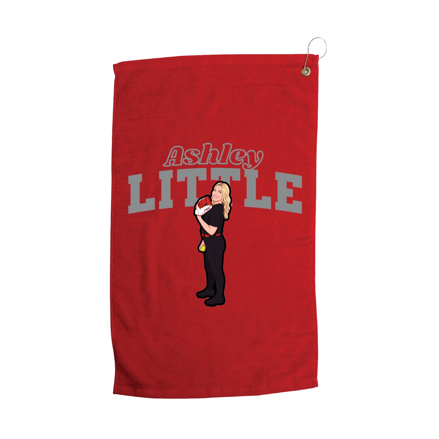 Golf Towel — Name Arch in Red