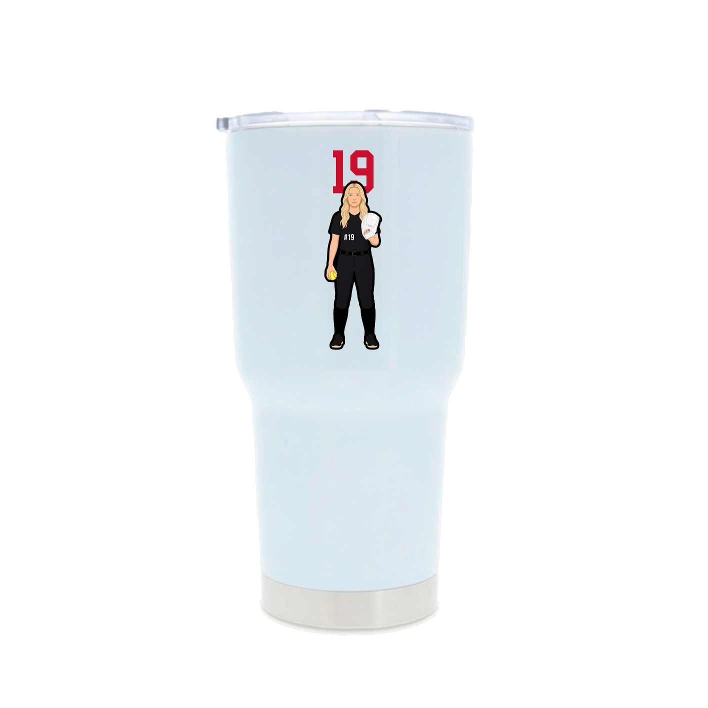 30oz Stainless Steel Tumbler — Number Top in White