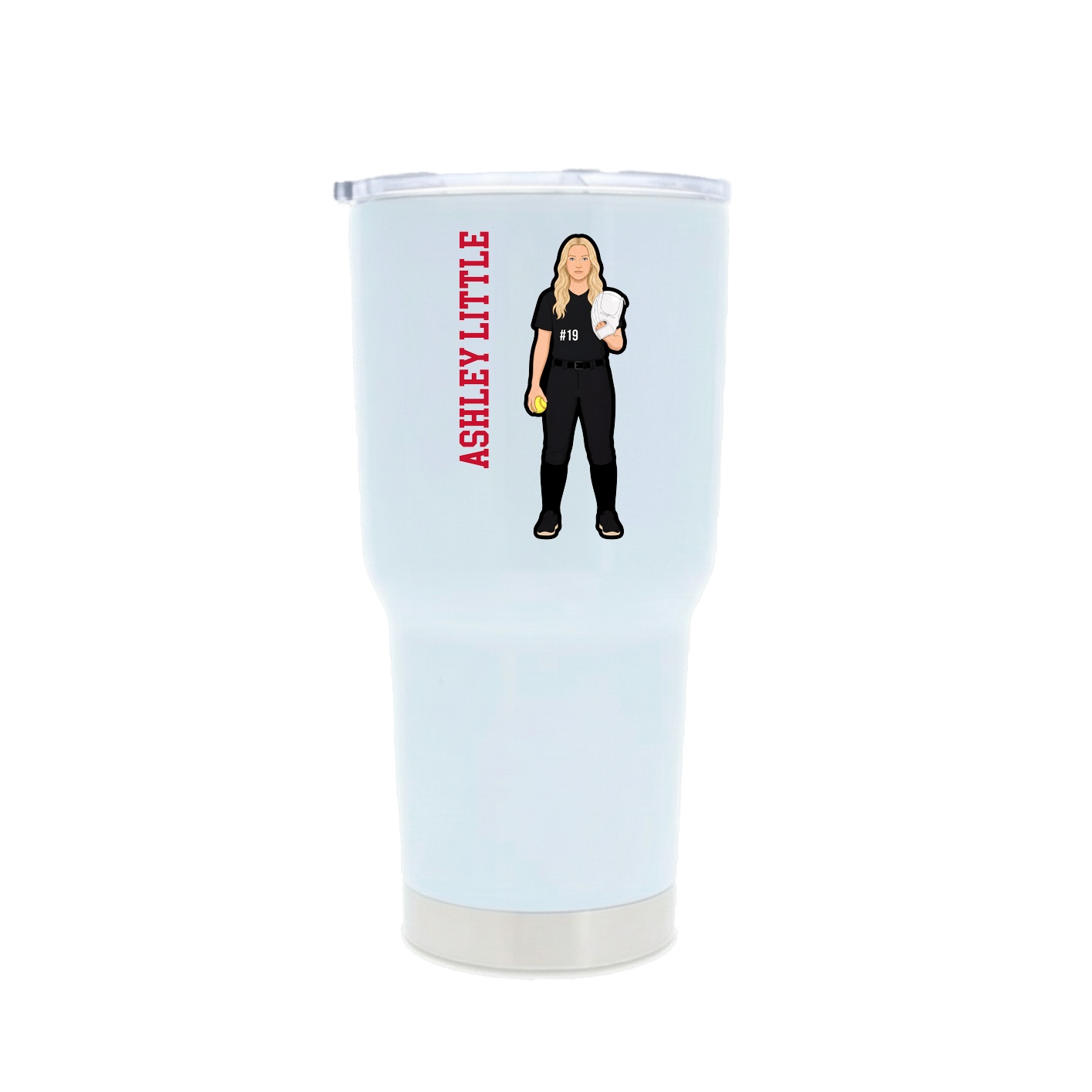 30oz Stainless Steel Tumbler — Name Vertical in White