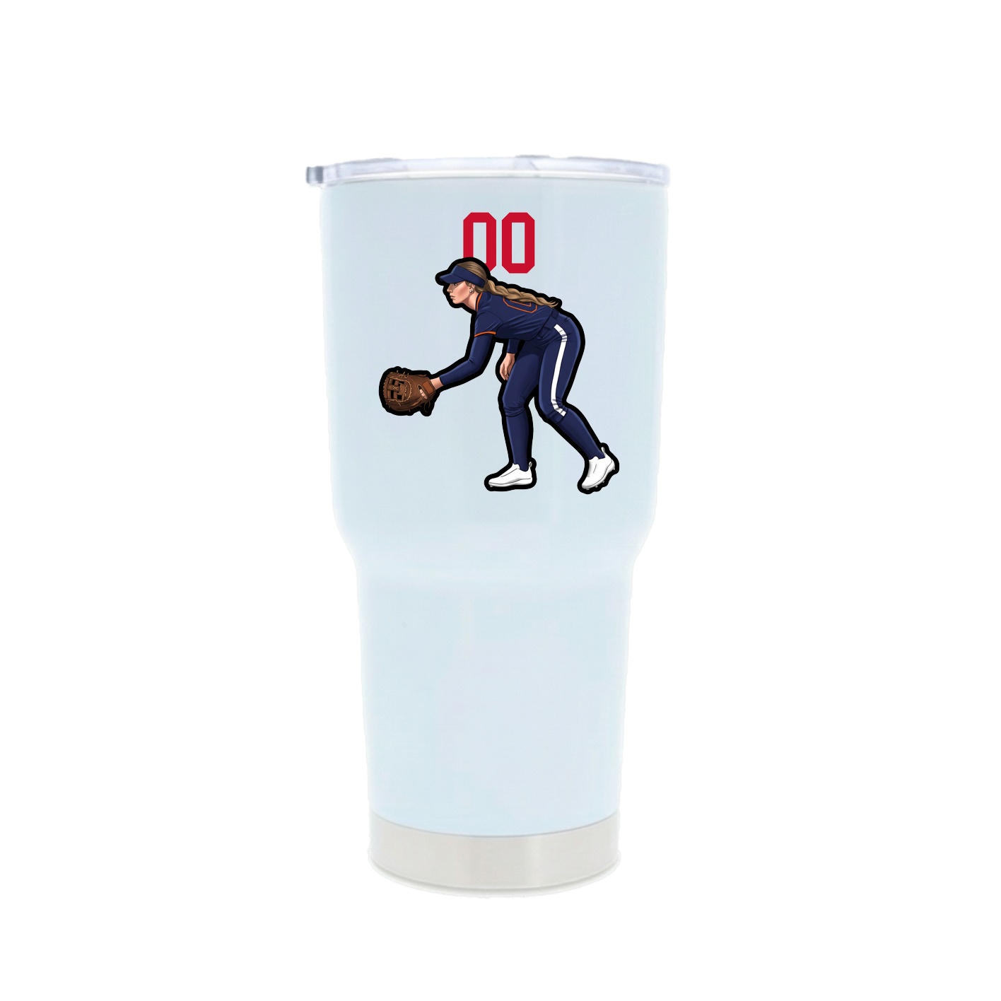 30oz Stainless Steel Tumbler — Number Top in White
