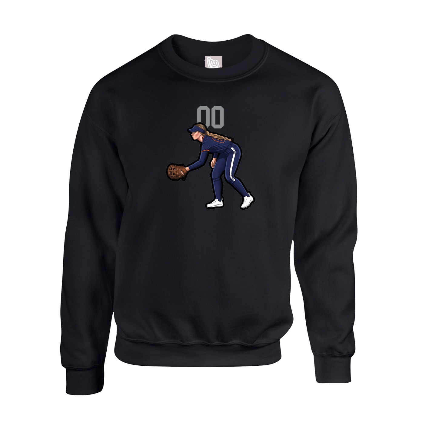 Fleece Crew — Number Top in Black