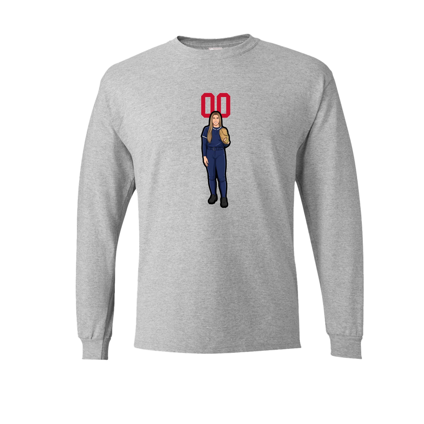 Long Sleeve Tee — Number Top in Grey
