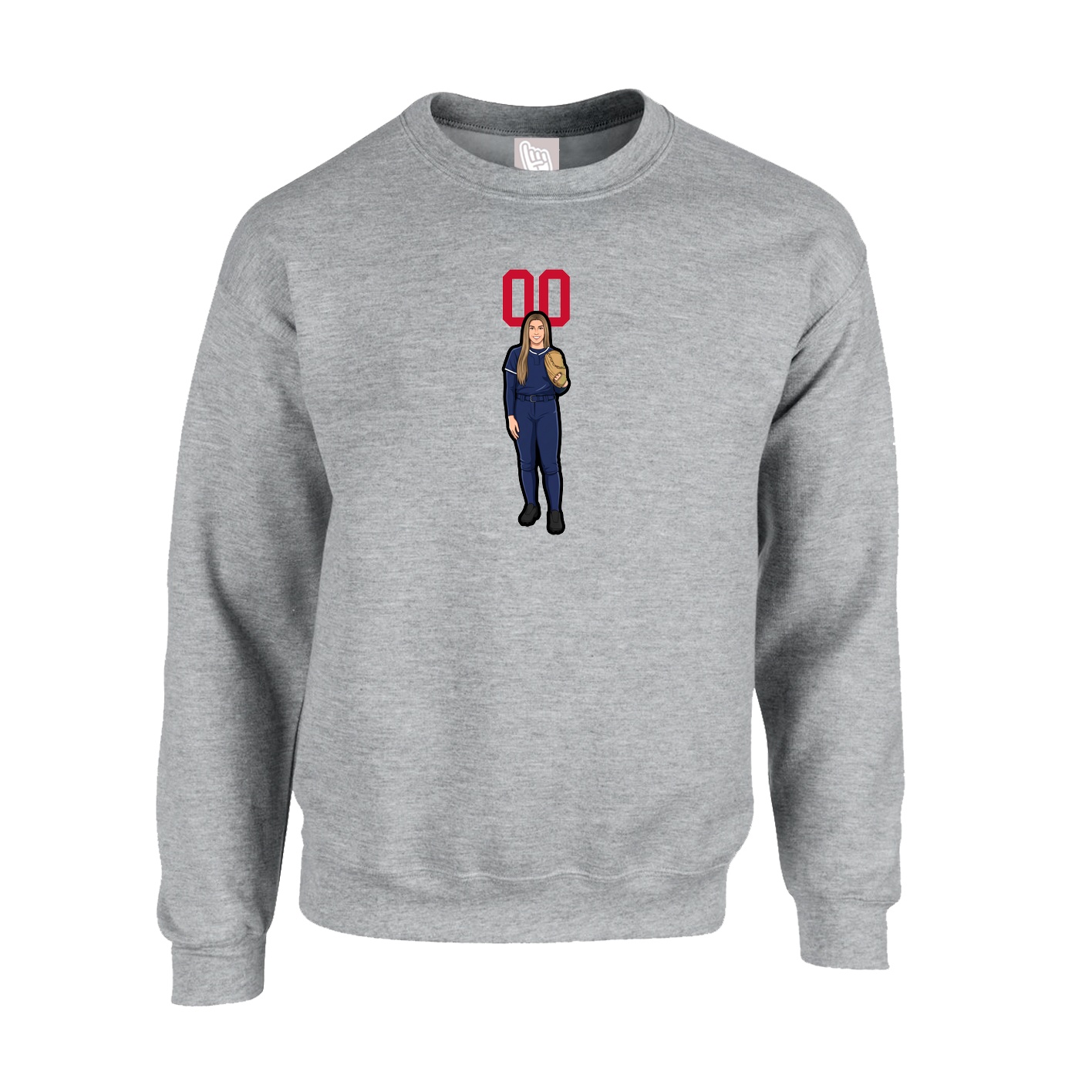 Fleece Crew — Number Top in Grey