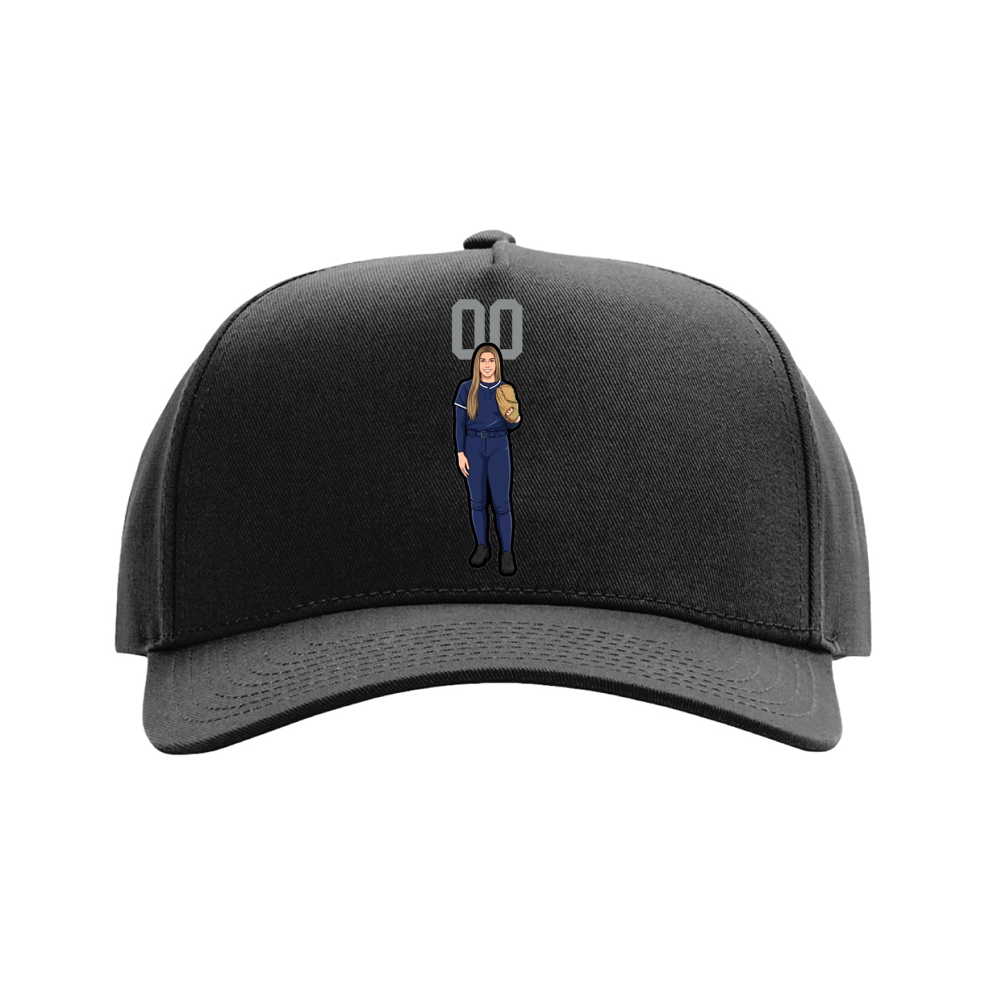 Full Fabric Five-Panel Champ Cap — Number Top in Black