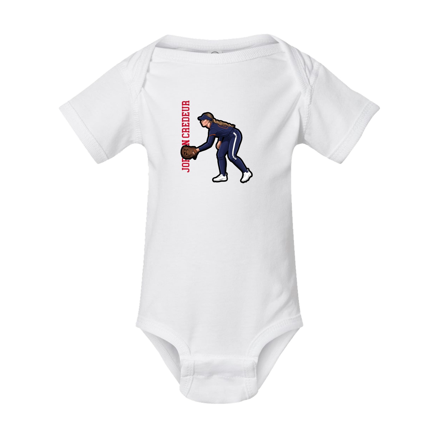 Baby Onesie — Name Vertical in White