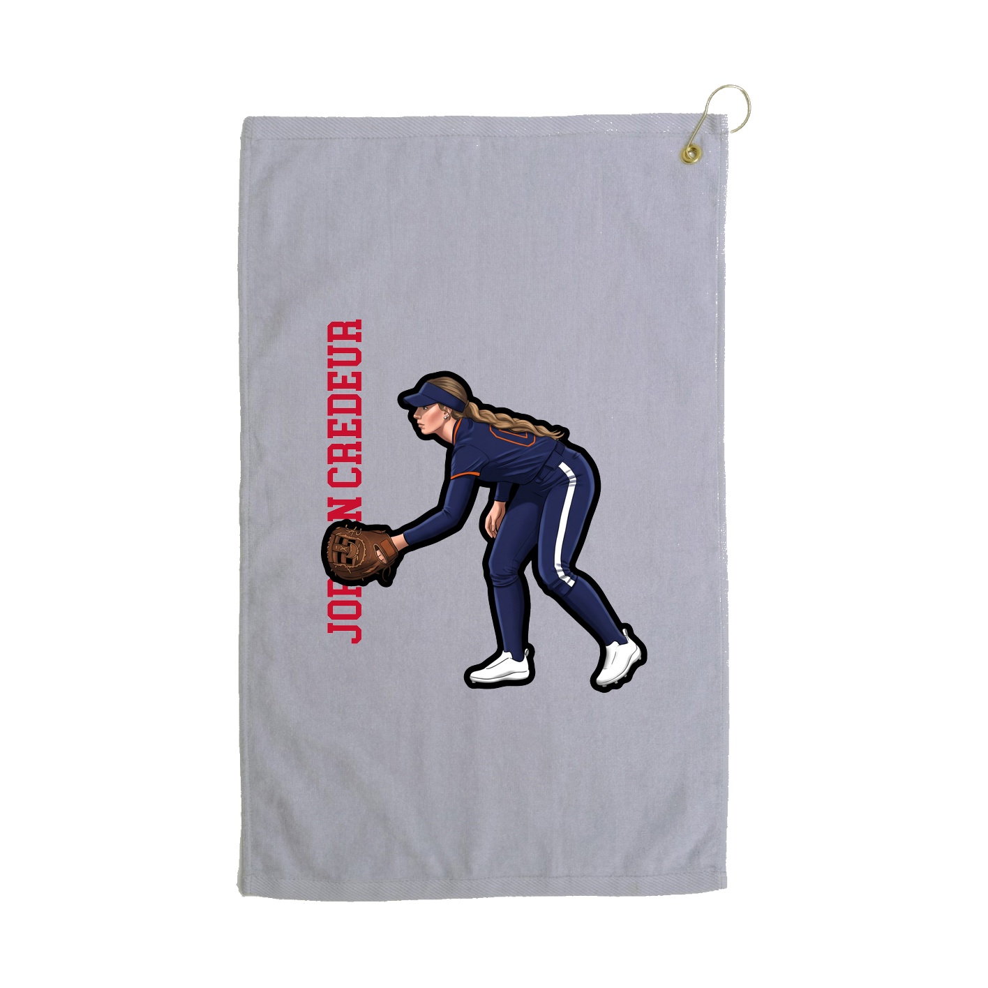 Golf Towel — Name Vertical in Grey