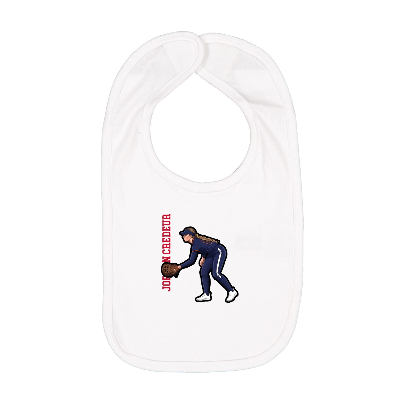 Infant Bib — Name Vertical in White
