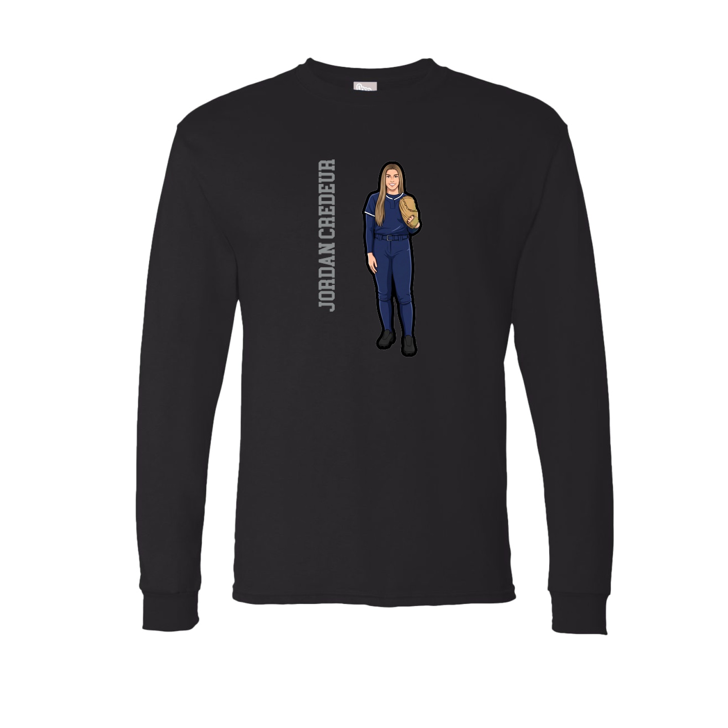 Long Sleeve Tee — Name Vertical in Black
