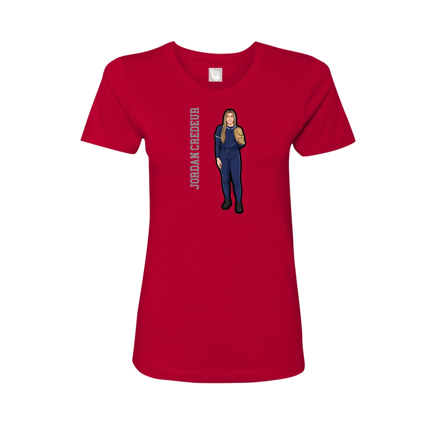 Fitted Women's Tee — Name Vertical in Red