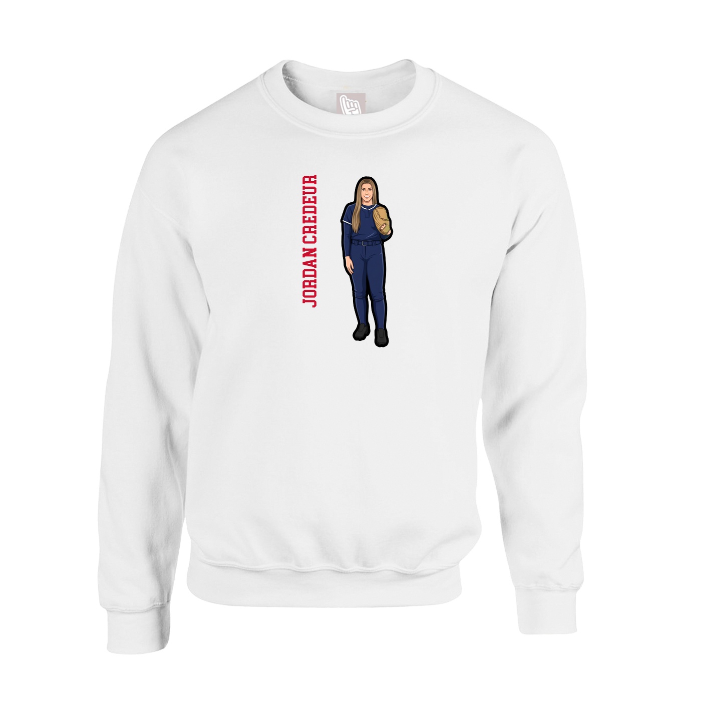 Fleece Crew — Name Vertical in White