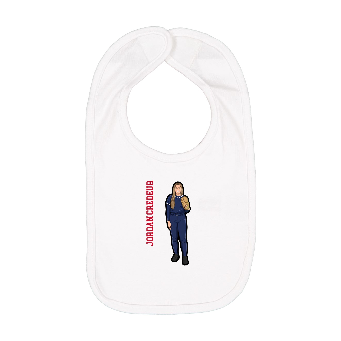 Infant Bib — Name Vertical in White