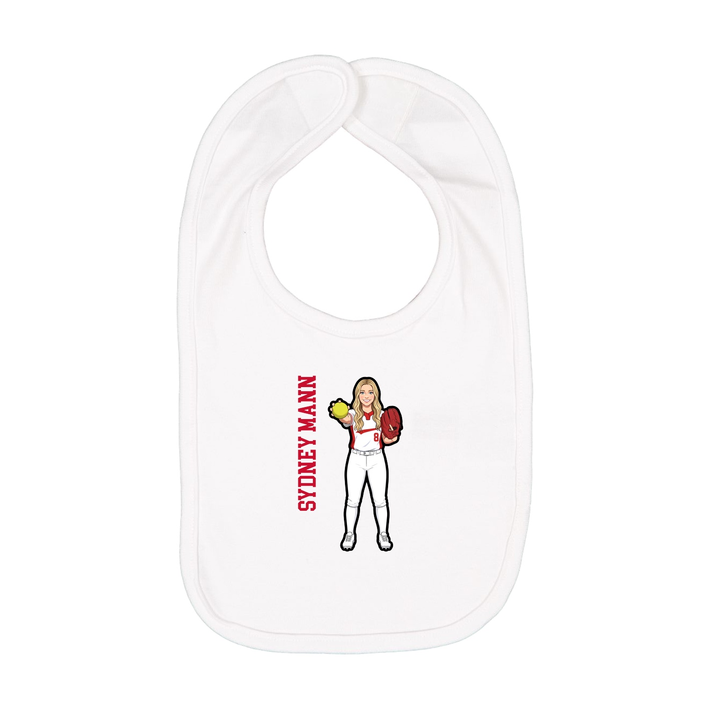 Infant Bib — Name Vertical in White