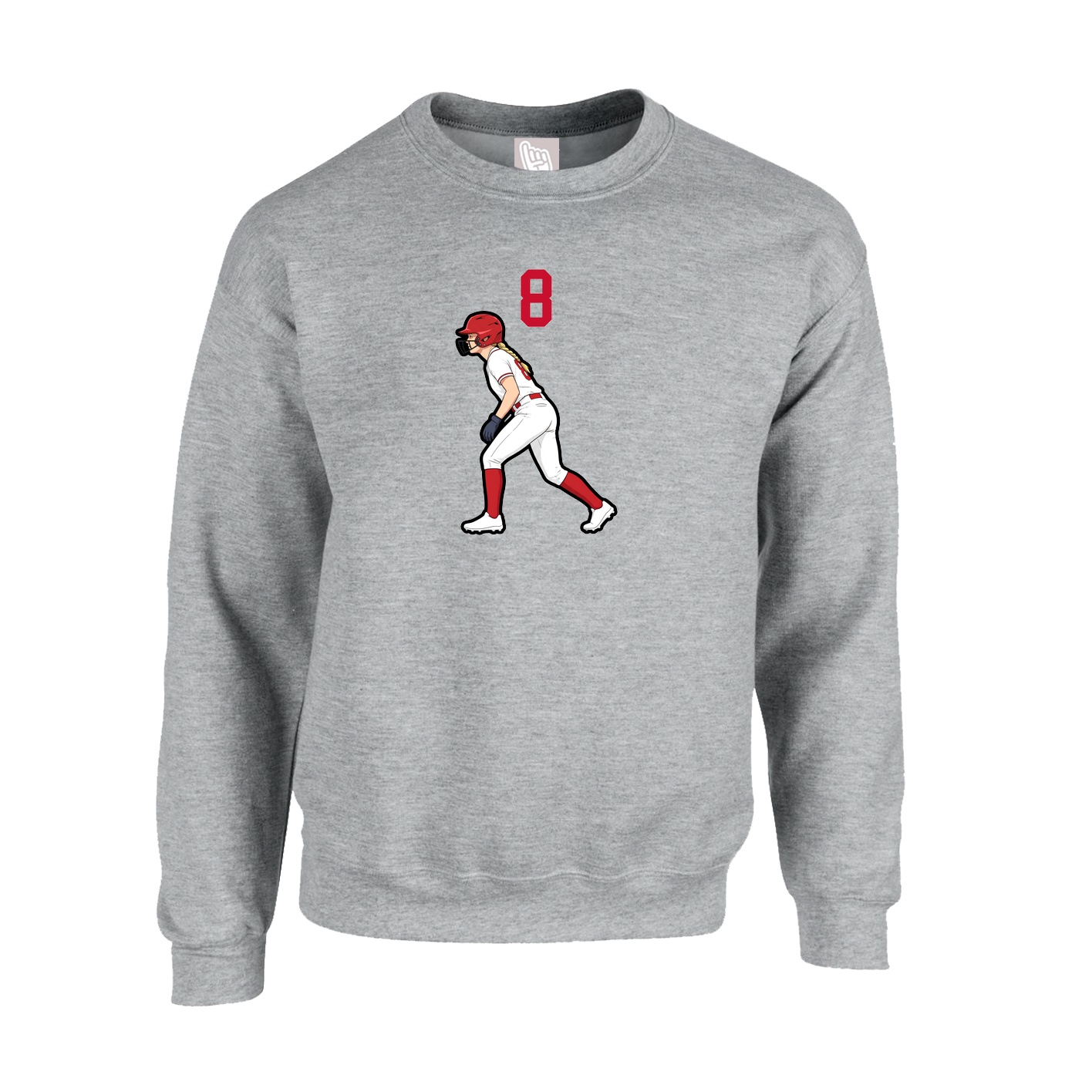 Fleece Crew — Number Top in Grey