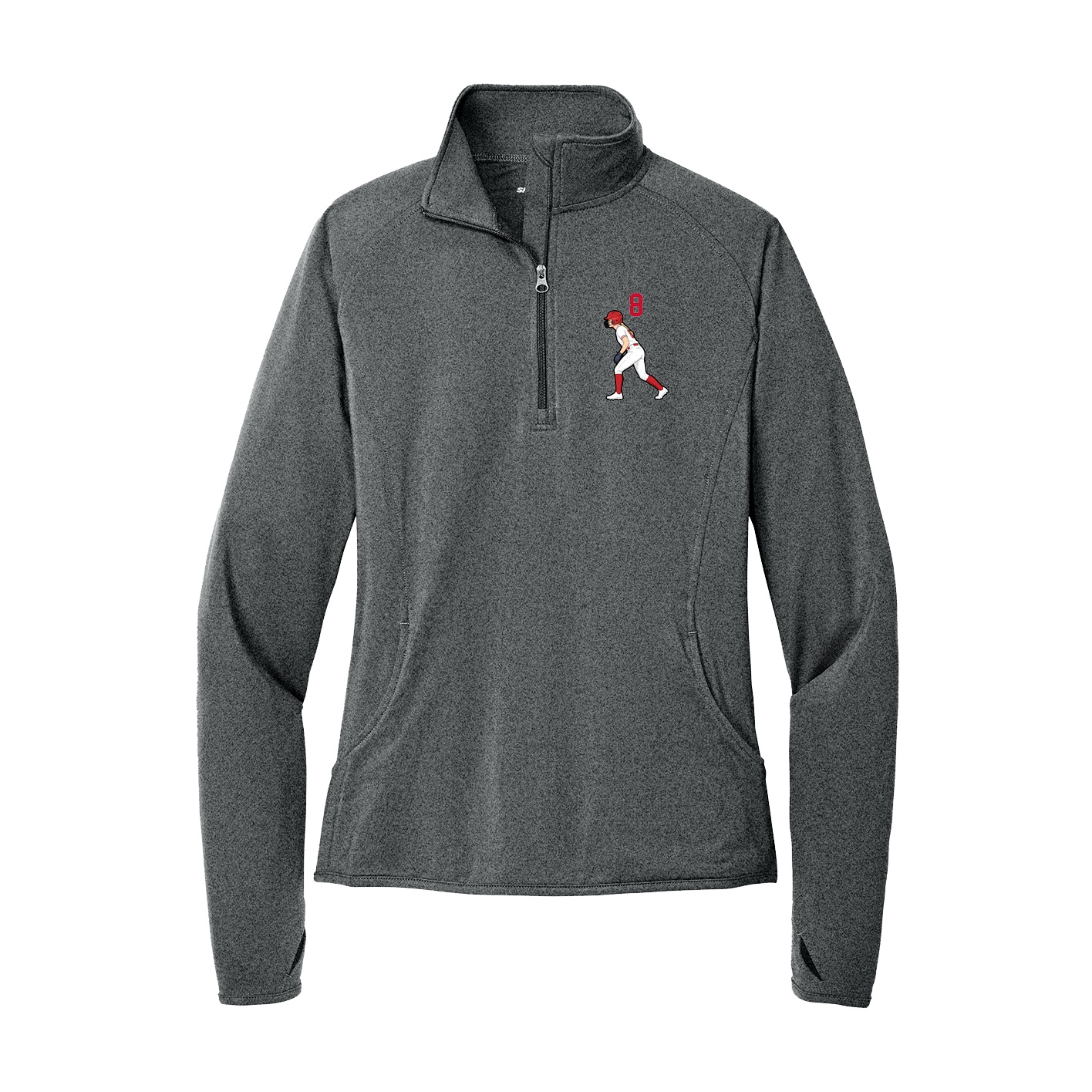 Women's Q-Zip Pullover — Number Top in Grey