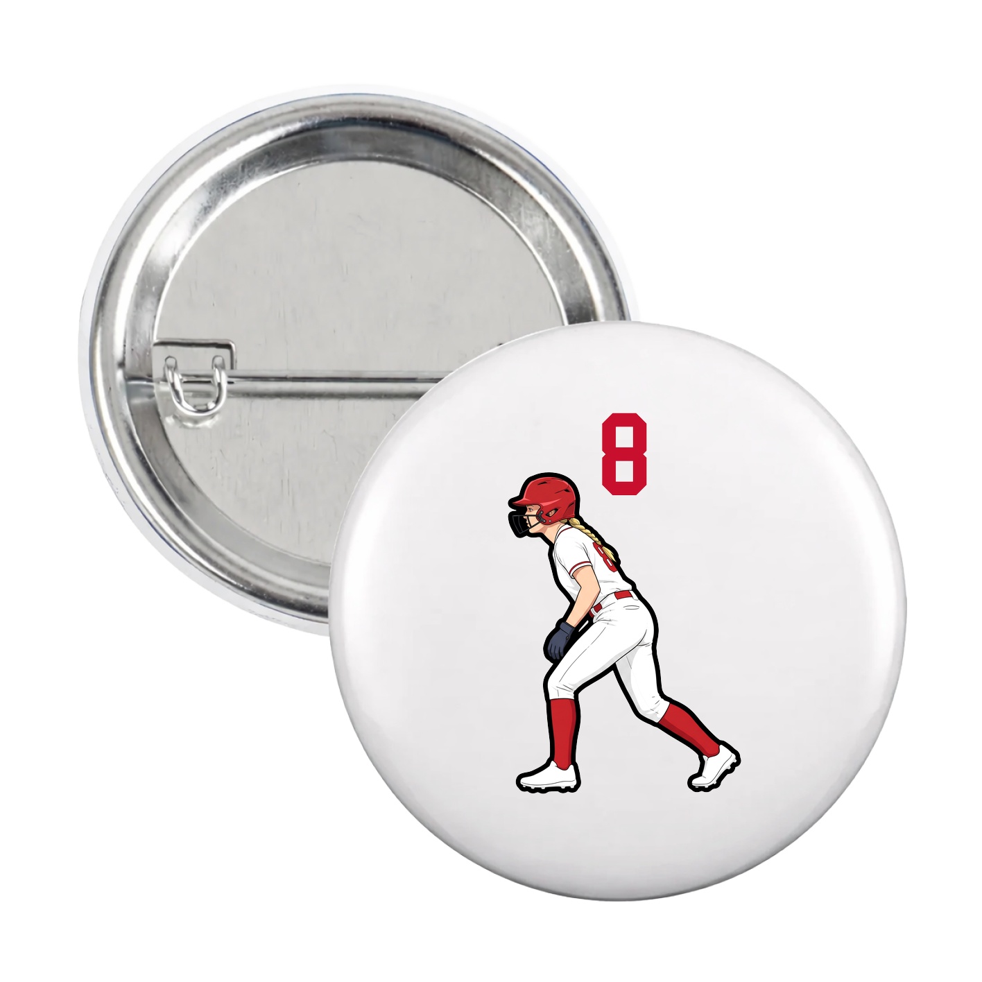 Game Day Button — Number Top in White