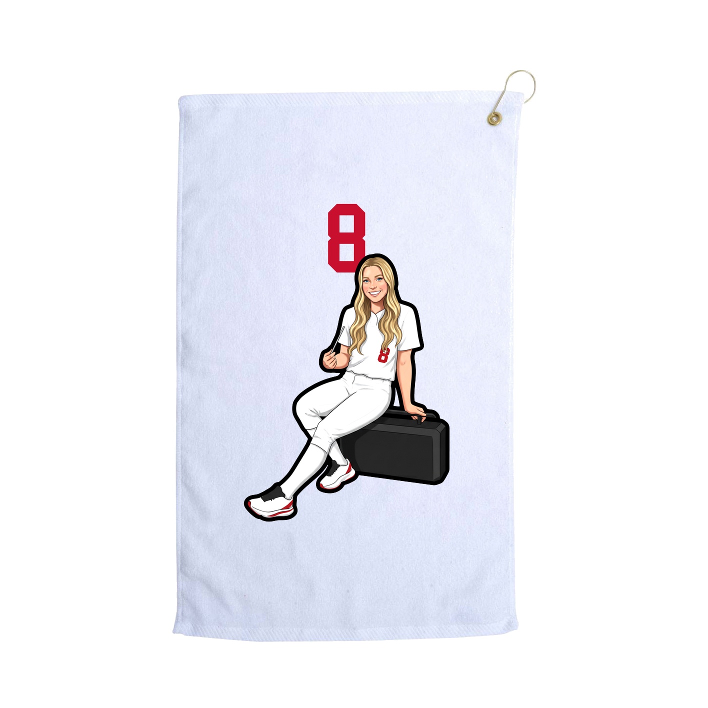 Golf Towel — Number Top in White