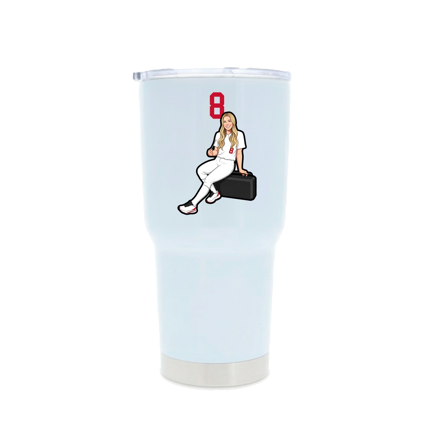 30oz Stainless Steel Tumbler — Number Top in White