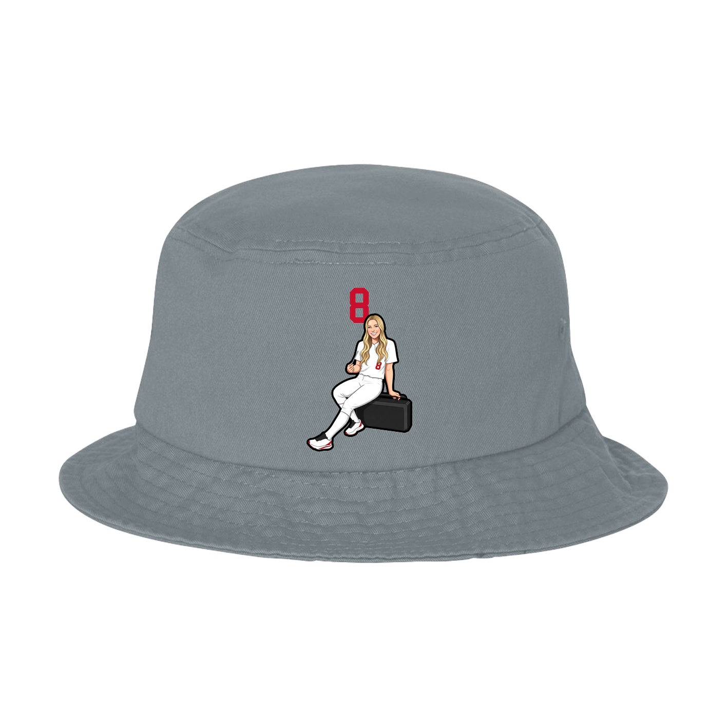 Bucket Cap — Number Top in Grey