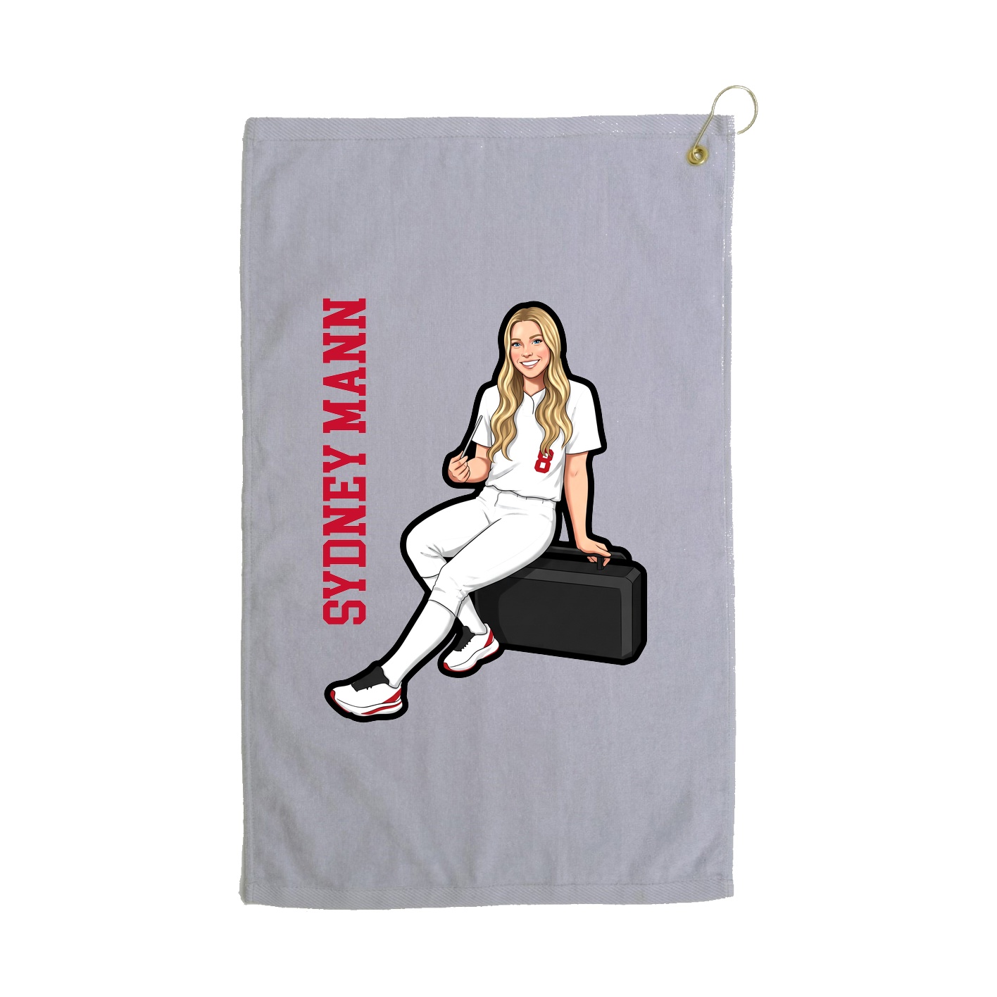 Golf Towel — Name Vertical in Grey