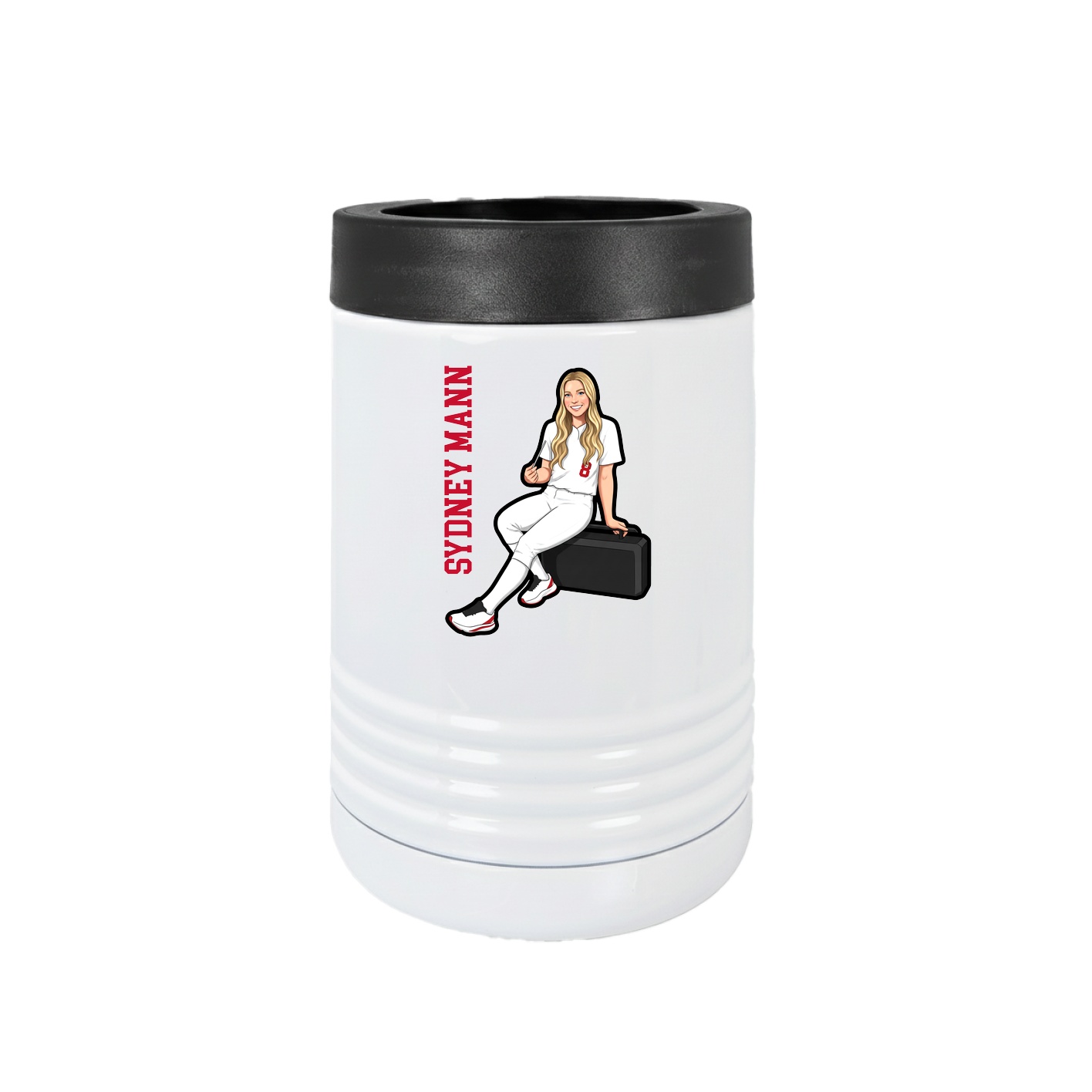 Beverage Holder — Name Vertical in White