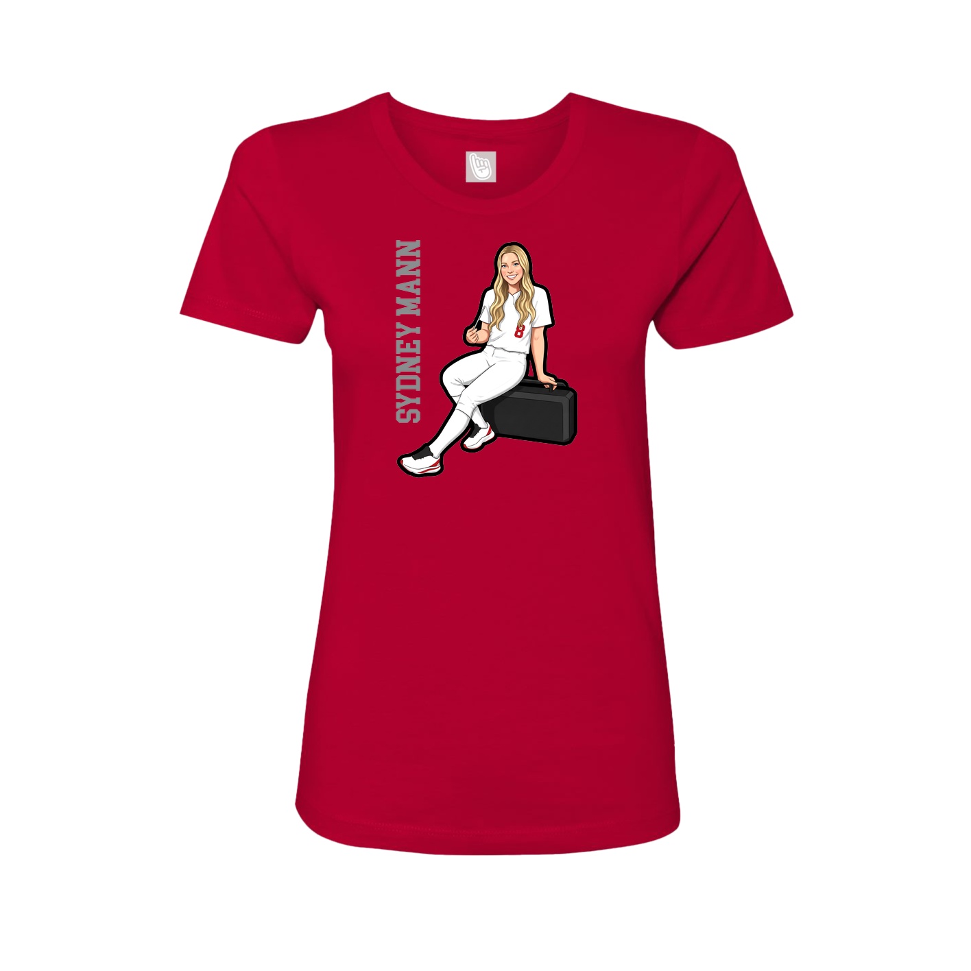 Womens Tee — Name Vertical in Red