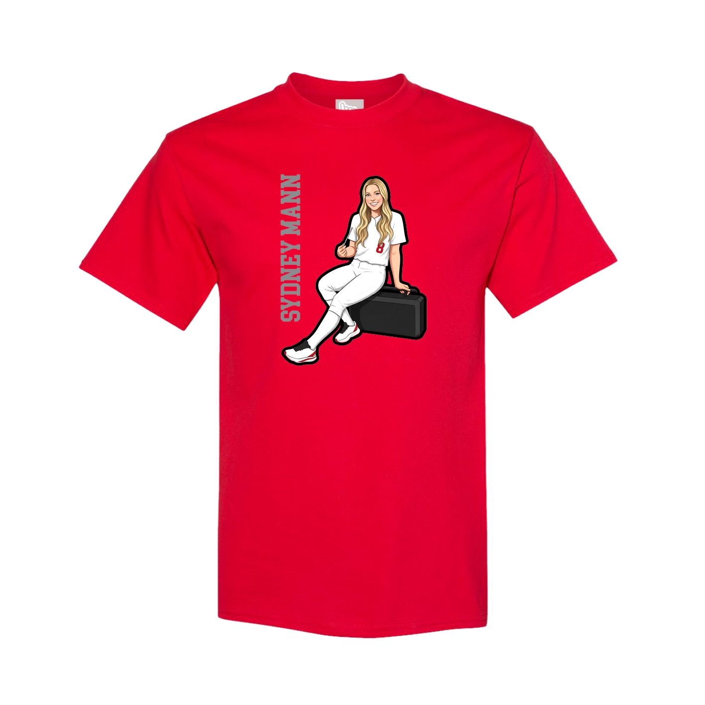 Youth Tee — Name Vertical in Red