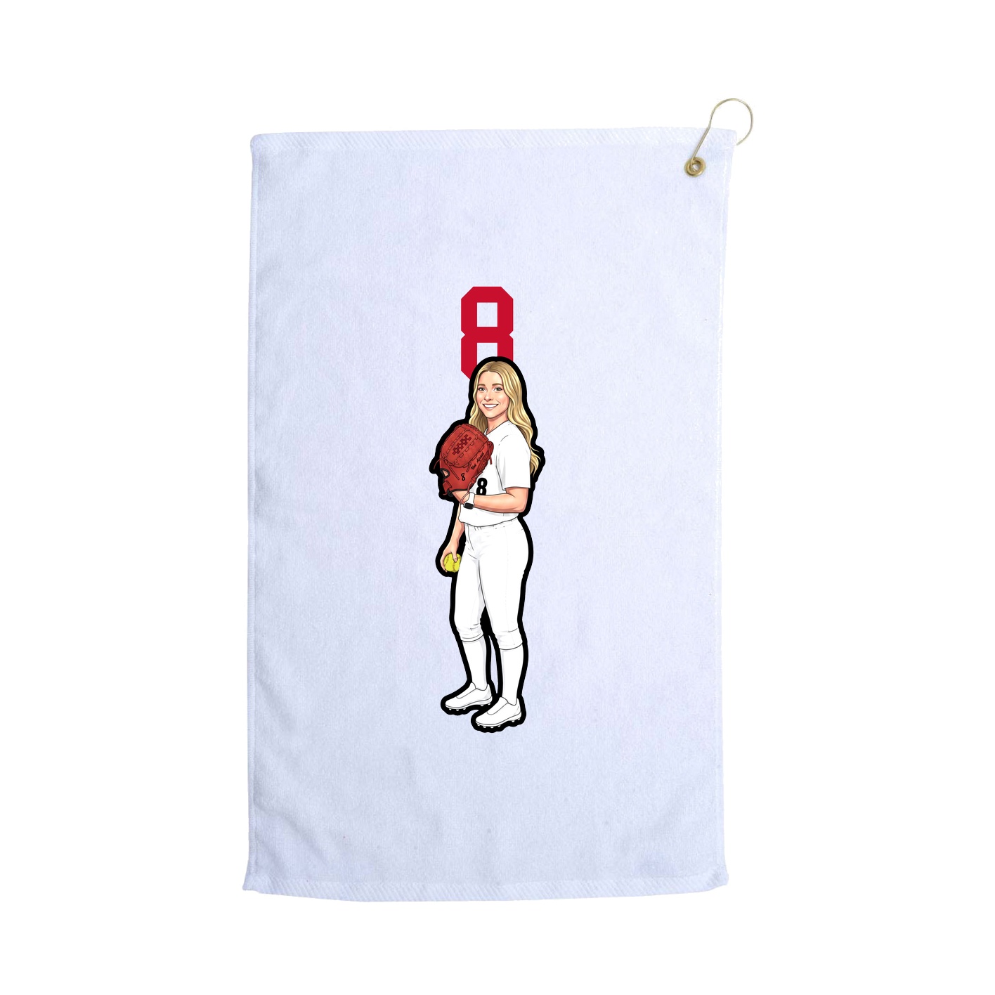 Golf Towel — Number Top in White