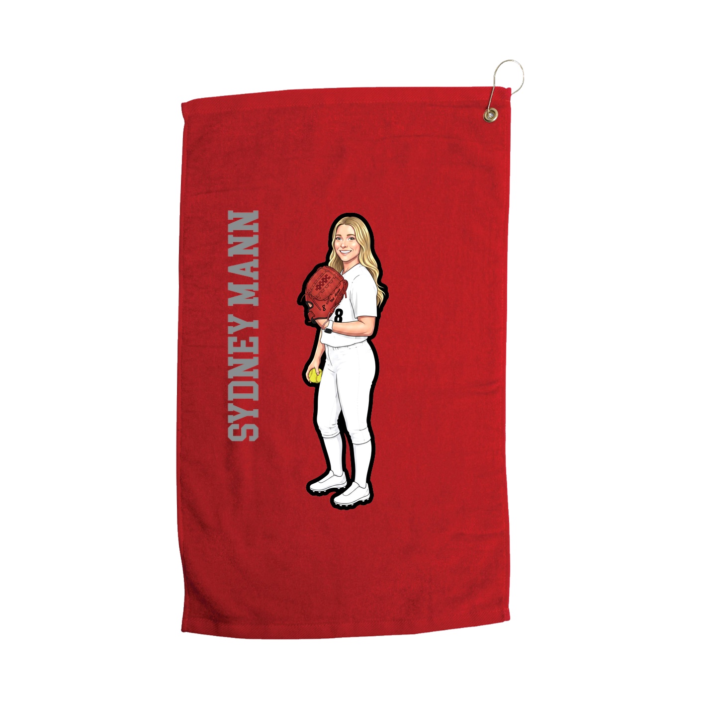 Golf Towel — Name Vertical in Red
