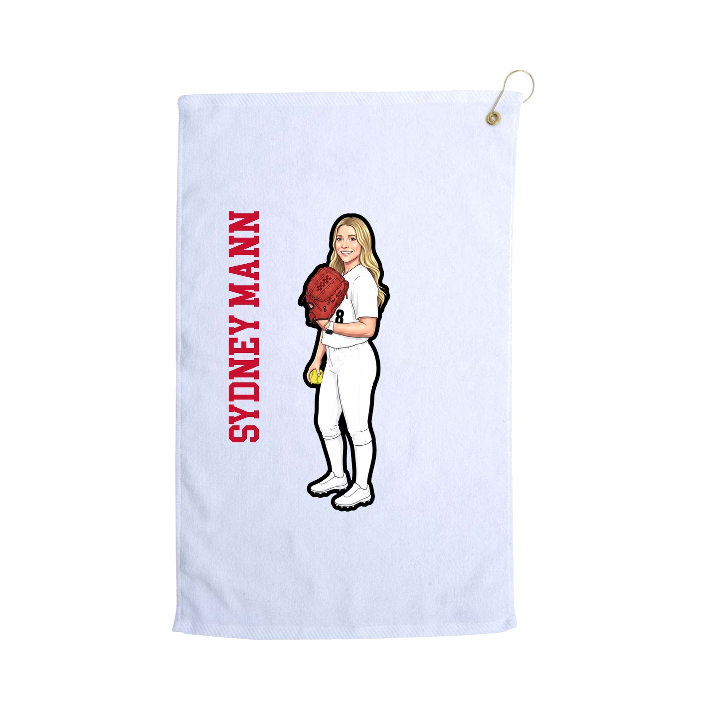 Golf Towel — Name Vertical in White