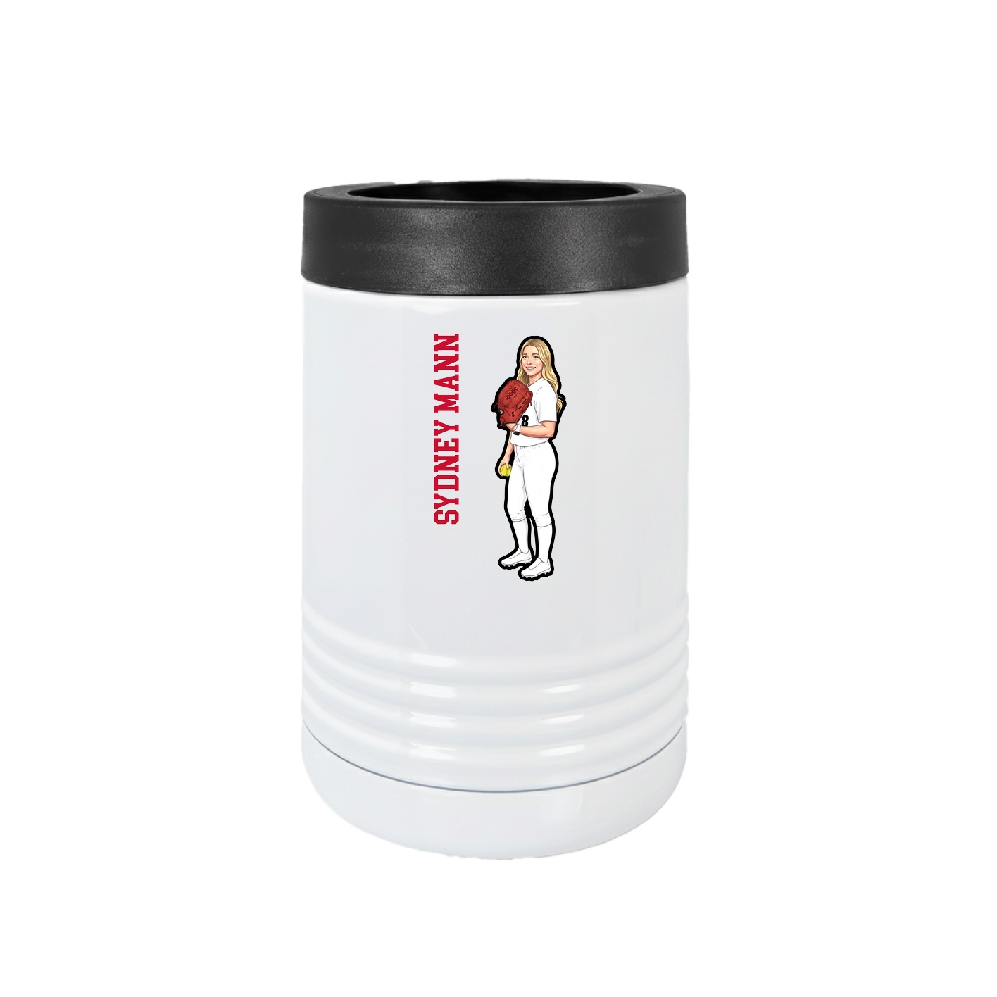 Beverage Holder — Name Vertical in White