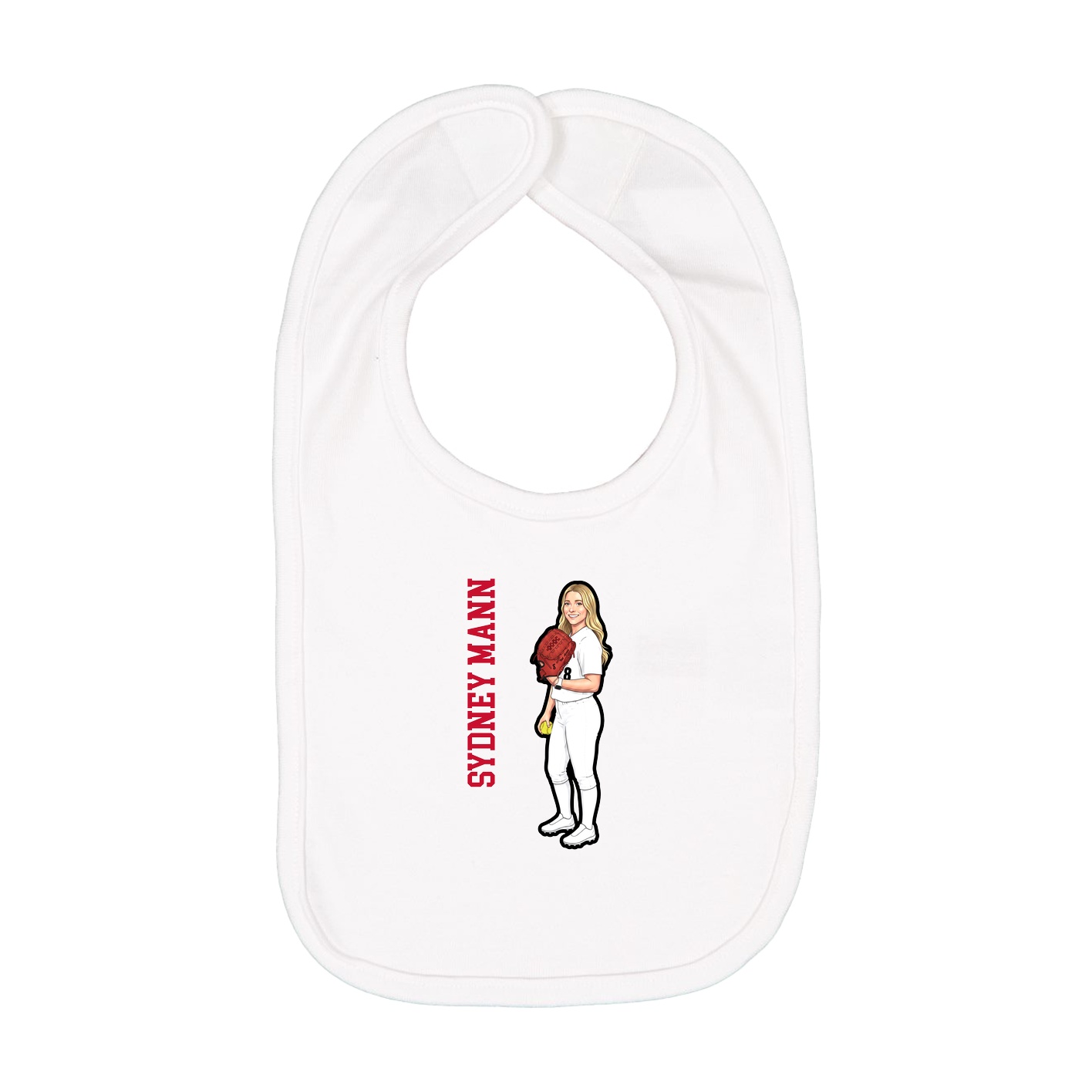 Infant Bib — Name Vertical in White
