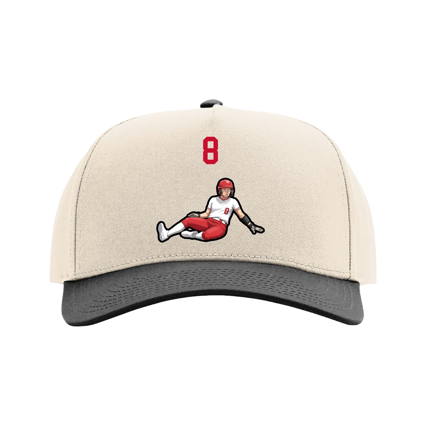 Full Fabric Five-Panel Champ Cap — Number Top in Cream/Black