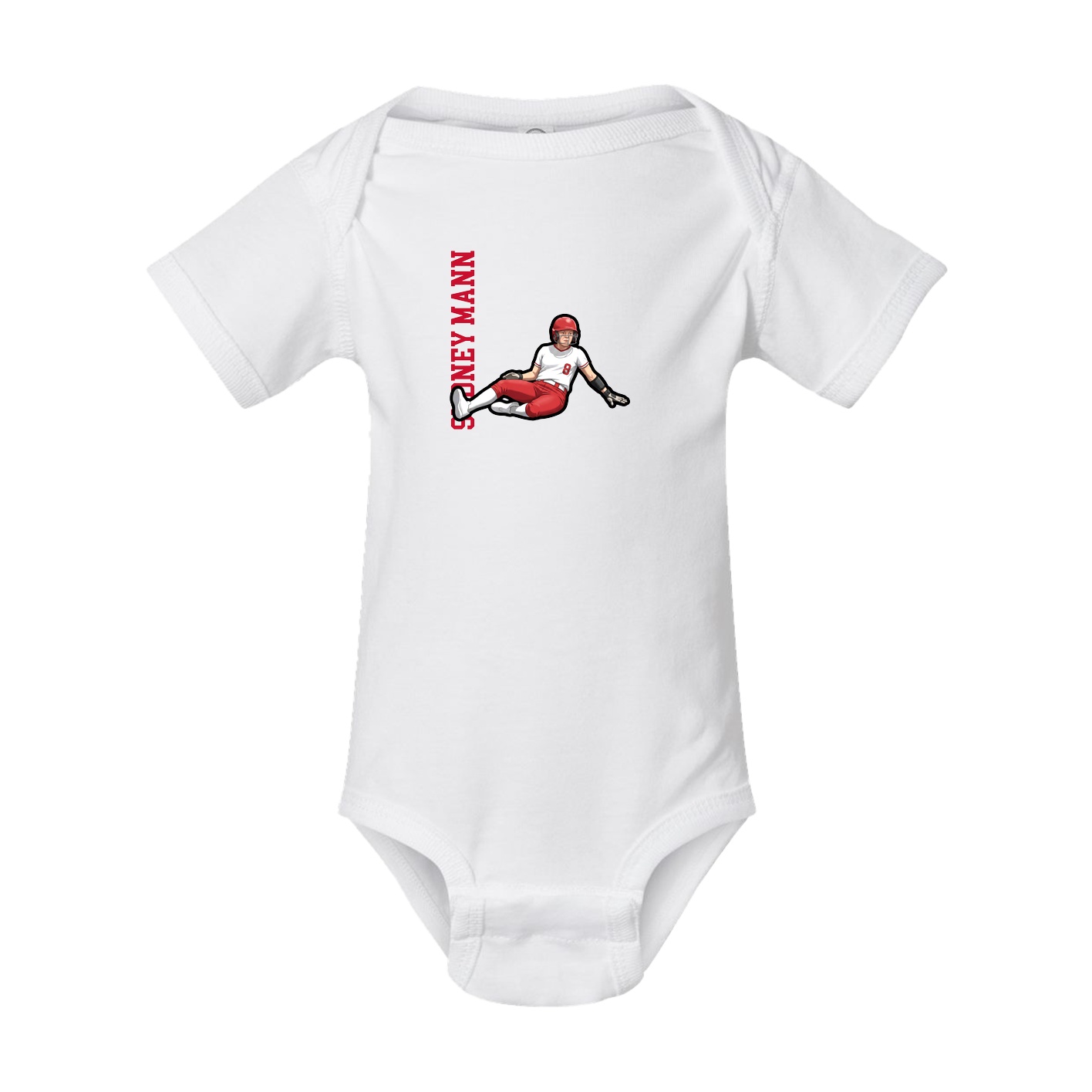 Baby Onesie — Name Vertical in White