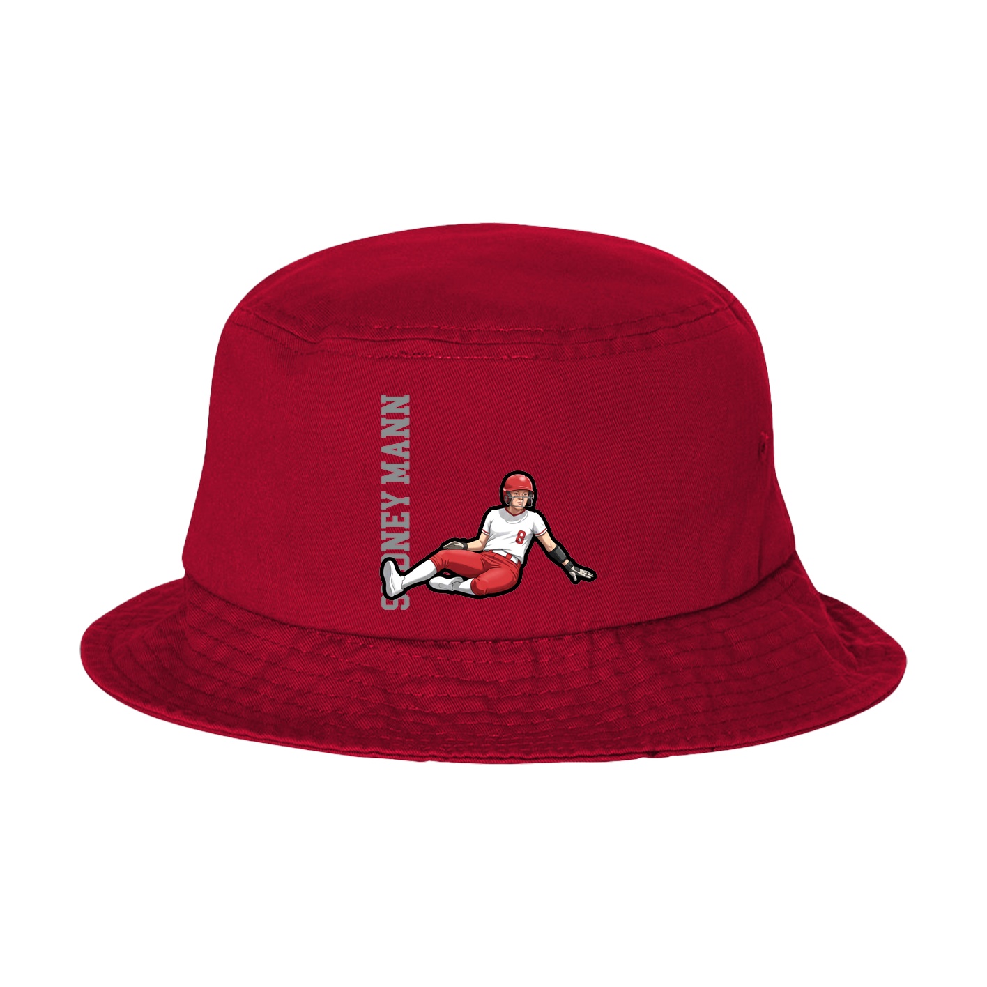 Bucket Cap — Name Vertical in Red