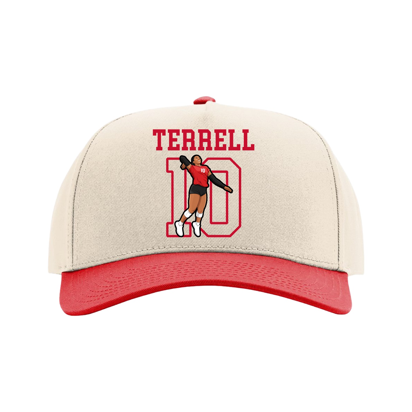 Full Fabric Five-Panel Champ Cap — Shirsey in Cream/Red