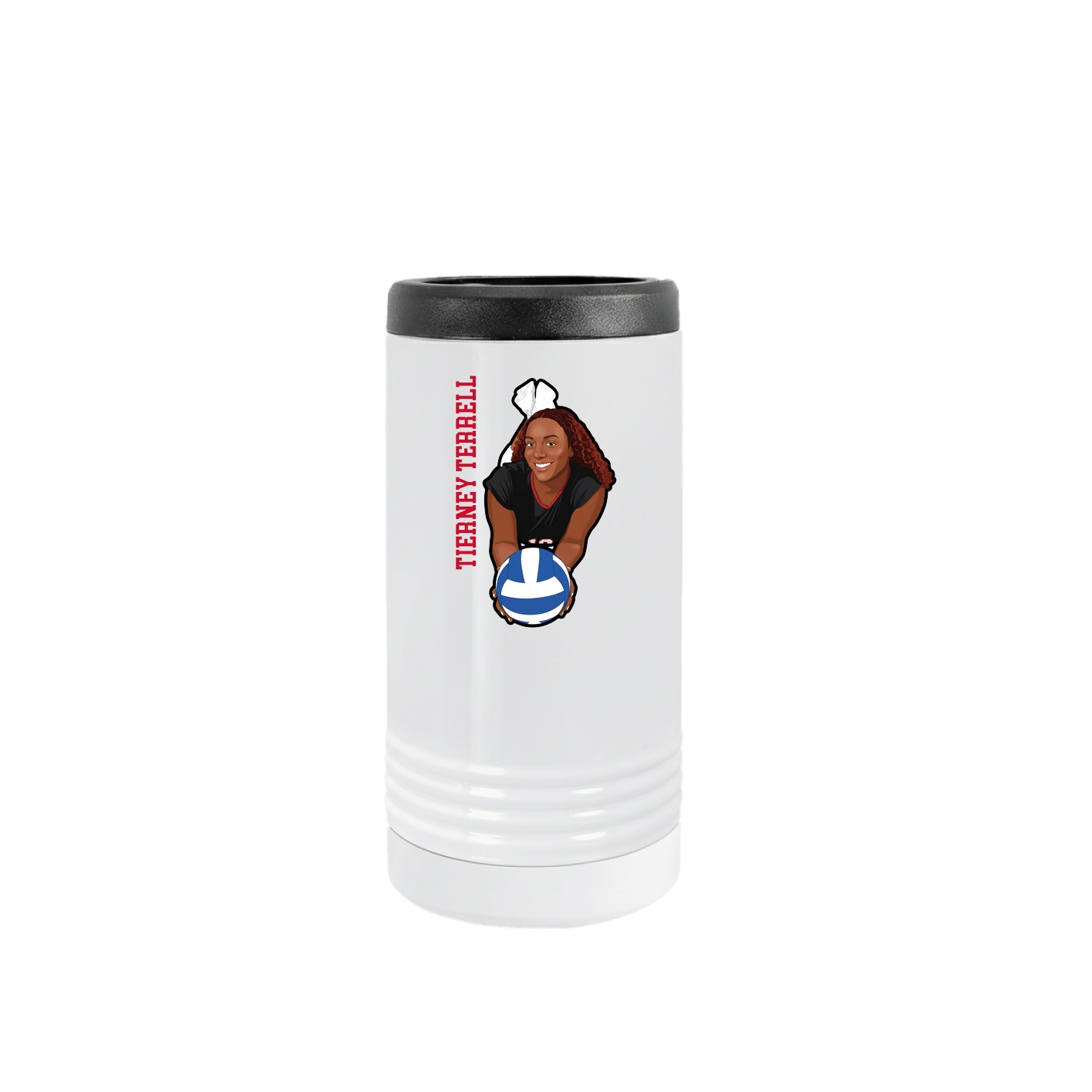 Slim Beverage Holder — Name Vertical in White